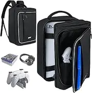 IVODEELA PS5 Backpack, Black, Soft Shell, Compatible with PS5 Console, Controllers, Monitor, Accessories