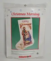 Dimensions "Christmas Morning" Stocking Crewel Embroidery Kit Holy Family SEALED