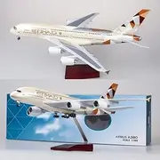 Etihad AirplaneModels 1/160 Plastic Resin Airbus A380 Model Airplane with Lights and Wheels for Hobbyists/Collectors
