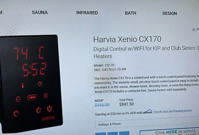 Harvia Xenio CX170 Digital Control w/WIFI for KIP & Club Series Sauna Heaters