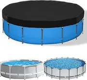 Above Ground Pool Cover, Outdoor Round Swimming Pool Cover, Circular Metal Prism Frame Swimming Pool Specific Pool Cover, Tear Resistant Polyester Plaid Oxford Fabric Material (12Ft)