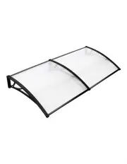 [Instahut] Window Door Awning Canopy Sheet Black Plastic Frame 1mx2m in Transparent