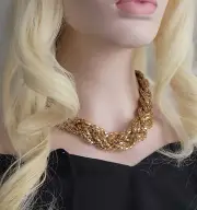 Express Thick Chain Mail Link Braided Collar Choker Necklace Gold Tone 17"-21"