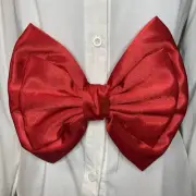 Red wide elastic waistband belt with satin bow