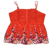 NEW Torrid Women's Size 5 Blouse Top Sleeveless Red Floral Rayon Round Neck Plus