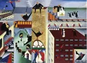 Oil painting Preston-Dickinson-Tower-of-Gold Preston-Dickinson-Tower-of-Gold