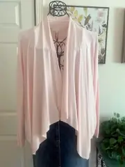 Ted Baker Blush Pink Floral Satin Back Knit Crop Open Cardigan Size 2