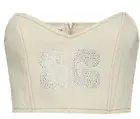 NWT $195 GANNI Sparkle Denim Top, Size EU 38, 100% Certified Organic Cotton