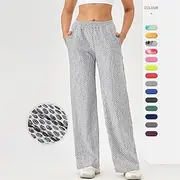 Women's fitness pants Pilates Pants Yoga Pants Three-dimensional honeycomb texture with Pockets Lightweight High Waist Pilates Gym Zumba Bottoms Yellow Pink Re