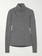 [RÓHE] RÓHE - Convertible Layered Merino Wool-jersey Turtleneck Top - Charcoal - FR 34 FR 34 Gray