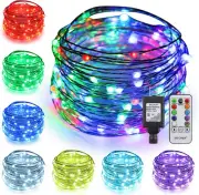 ErChen 51 Modes 7 Colors + Multicolor LED String Lights, 33FT 100 RGB LEDs Plug