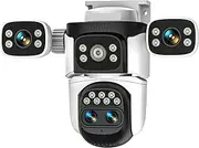 10K UHD WiFi6 IP Camera Outdoor 10X Zoom CCTV Surveillance Cam Four Screen Ai Track Security Protection External IP Video Cam(U/S,10K Cam 128G)