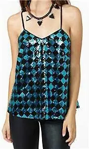 New NastyGal Ottmill Checkered Disco Moves Open Back Top - Siize S