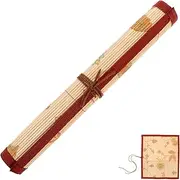 STOBOK Handmade Art Brush Pen Roll Wrap Bamboo Brush Curtain Pencil Roll Case for Art Supplies
