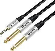 3ft 3.5mm to 1/4 Adapter Audio Stereo Cable TRS 1/8 to Dual Quarter Inch TS 6.35mm Y Splitter Guitar AMP Aux Cord for Headphones Jack Laptop Speaker Phone Mixer
