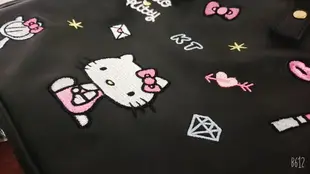 大賀屋 日貨 HELLO KITTY 黑 書包 後背包 旅行包 女包 兒童背包 小包包 背包 正版 L00011267