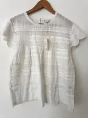 SUNDANCE CATALOG Aria Lace White Top EXTRA SMALL Orig $88
