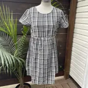 RVCA Plaid Mini Dress Size M Black White Check Cutout Back Tie Waist