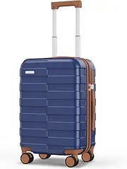 [Vipbox] Carry on Luggage 55 CM Hardside (3-Years VIP Service) Small Ultra Durable Polycarbonate Travel Suitcase with Double Spinner Wheels, 20 Inch Classic Blue