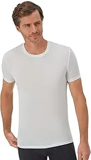 [Hanes] Men's Perfect Flex Crewneck Tee, Stay Tucked Undershirt, Slim Fit Tight on Arms T-Shirt, White &