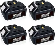 Compatible DASNITE 4 Pack BL1860 6.0Ah 18V Lithium-ion Replacement for Makita 18V Battery BL1850 BL1815 BL1830 BL1820 BL1840 BL1850B-2 LXT-400 BL1845