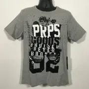 $88 PRPS Goods & Co. Stencil Logo Graphic Print LARGE T-Shirt Heather Grey Authe