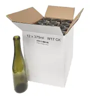 Home Brew Ohio 375ml Green Hock Bottles (Wine Bottles) - Case of 12