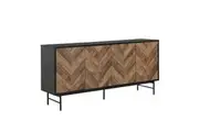 Design Square Magnus Buffet Unit Sideboard W/ 4-Doors Storage Cabinet - Walnut/Black