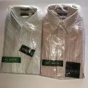 2- NEIL MARTIN Mens White Dress Shirt 16 1/2 34-35 60% Cotton/40% Polyester NIP