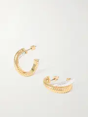 [Roxanne Assoulin] Roxanne Assoulin - The Double Cobra Gold- And Silver-tone Hoop Earrings - One size One size Gold