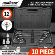 10 Flex-Head Double Box End Ratcheting Wrenches Socket Drive Adapter Extra Long