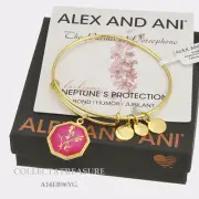 Authentic Alex and Ani Neptune's Protection Larkspur Yellow Gold Charm Bangle