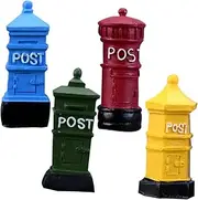 Mini Resin Mailbox Model Ornament 4pcs Desktop Decoration for Home Hotel Random Style