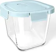 [Susukkie] Glass Soup Container with Lid, 4-Cup Glass Soup Meal Prep Bowl with Lid, Glass Food Freezer Storage Container for Soup Tupperware Microwavable, Light Blue, IBMT0007