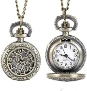 [ZGJYSP] Retro Antique Bronze Pocket Watch with Full Round Pocket Chain