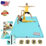 Oversized Light Blue Yoga Mat 8'x6' - Waterproof, Odorless & Carry Bag Included