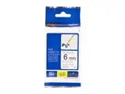 Brother P-Touch Laminated 6mm Black on White Flexible Tape - 8 Meters TZe-FX211