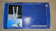 VTG Cristal D'Arques Valencay Crystal Set of 6 Champagne Flutes 8" Mint in Box!