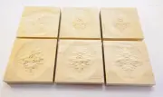 Set of 6-Unfinished Pine 3D Flower Corner Trim Moulding Plinth Block: 3-1/2 sq.