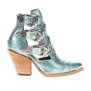 Corral Boots Metallic Strappy Studded Pointed Toe Cowboy Booties Womens Blue Cas