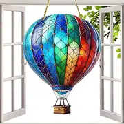 Hot Air Balloon Stained Sun Catcher, Colorful Hot Air Balloon Decorations, Flat Acrylic Hanging Balloons, Light-Catching Decoration, Versatile for Home, Officez, or Travel Use