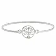 Sterling Silver Bangle With Hook Clasp Tree of Life Celtic Bracelet - Silverly