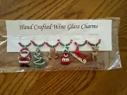 CHRISTMAS "MR. & MRS. CLAUS of color" set of 6 hand crafted Wine glass charms