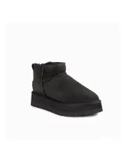 [Ozwear Ugg] Classic Platform Water Resistant Ultra Mini Boots in Black