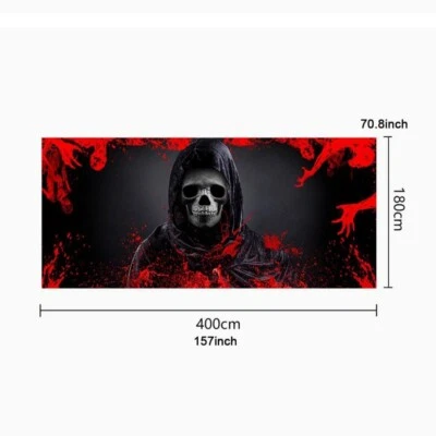 Halloween Skeleton Banner Terror Grimm Reaper Tapestry 157" X 70"