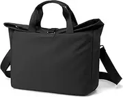 Men's Tote Bag 14-inch Laptop Shoulder Bag Nylon Waterproof Business Casual Black Messenger Bag for Work Travel, Black, Large