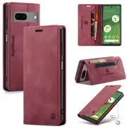 SupRShield For Google Pixel 7 Case RFID Blocking Retro Flip Premium Leather Card Holder Wallet Cover - Red