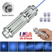 10 Watt 450nm Blue Laser Pointer Visible Beam Light Torch Lazer Pen & Battery US