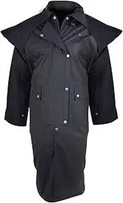 [Acerugs] Long Black Mens Oil Cloth Oilskin Western Australian Waterproof Duster Coat Jacket Heavy Duty Warm Tough