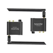 50M 2.4G Wireless Audio Music Transmitter and Receiver with 3.5mm R/L RCA Wireless Audio Adapter fo Black